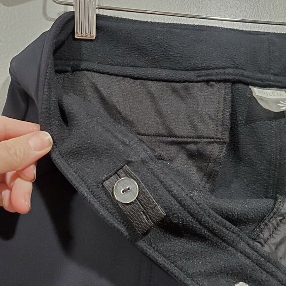 Athleta Snow Cruiser Pants Soft Shell Fleece Lined Black Snowboad Sz 10 FLAW - Picture 9 of 16